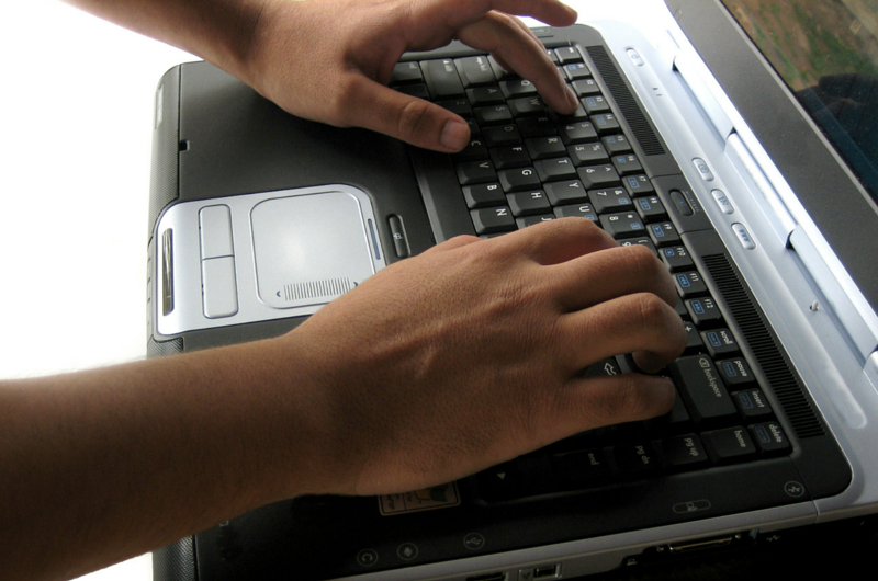 Person Typing on Laptop
