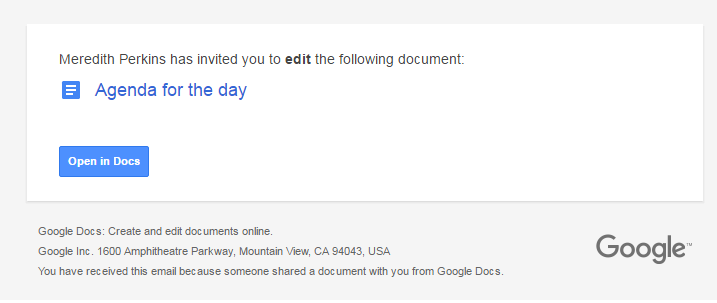 Sharing Google Doc