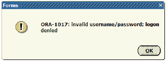 Banner Error: “ORA: Invalid username/password; logon denied”