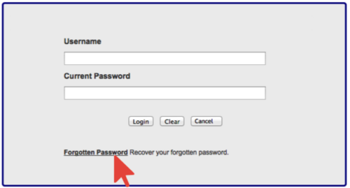 Forgotten Password Link on Password Tools Screen Forgotten Password Link on Password Tools Screen