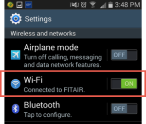 Wi-Fi Setting to On Android Wi-Fi Setting to "On" Android