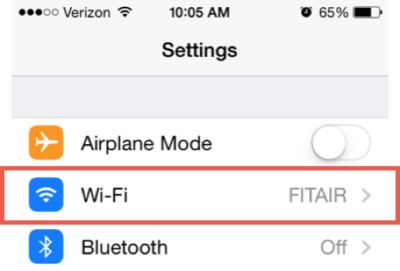 Wi-Fi Selected on iOS