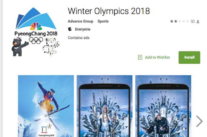 Unofficial application using official Olympics branding