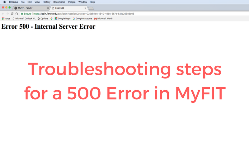 500 Error Page on MyFIT