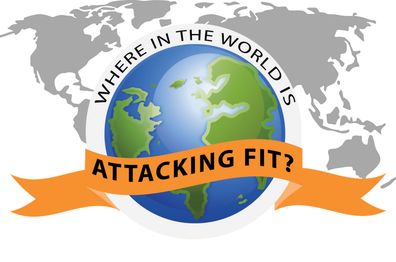 World Map with Where in the World is Attacking FIT logo