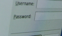 Closeup of username and password login