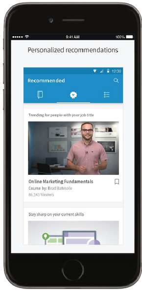 LinkedIn Learning Recommendations Screen on Mobile Device