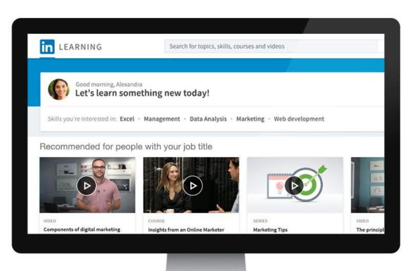 Computer with LinkedIn Learning on screen