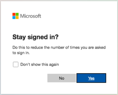Microsoft Stay signed in? window