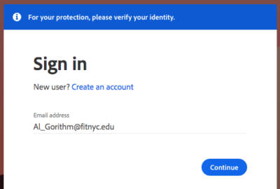 Adobe Sign in window with user Al Gorthim's email entered