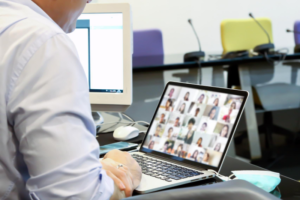 Person Using Webex Meeting on Laptop