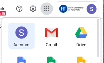 G Suite Apps Launcher with Account Selected