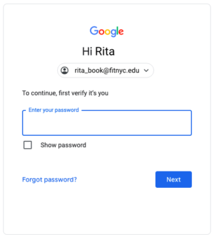 Rita Book Google Sign In Screen