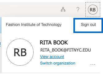 Rita Book Sign out of Office 365 account