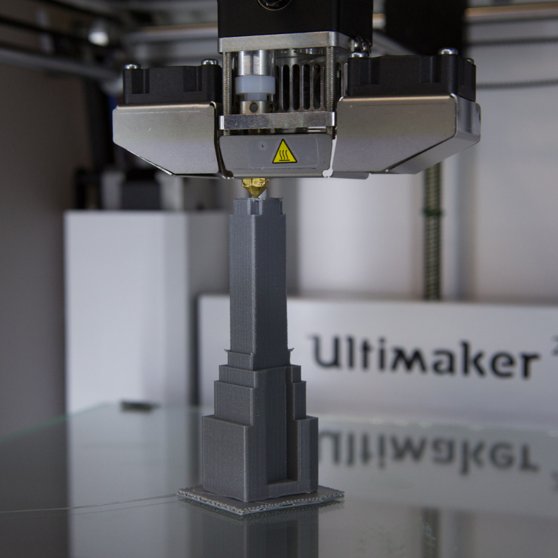 3D Printer Fabricating Miniature Empire State Building