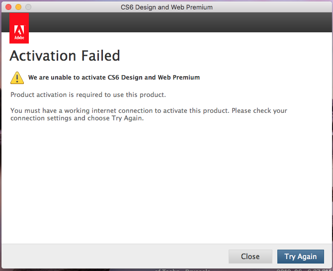 Adobe Error Activation Error