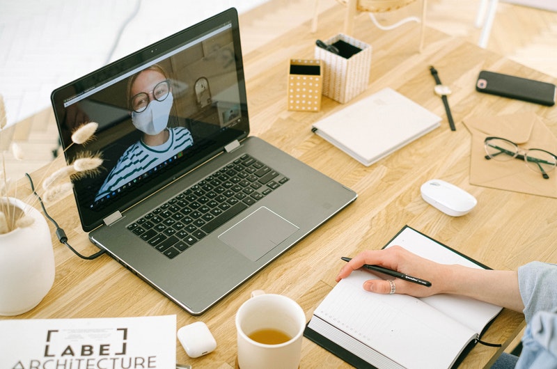 Video conference with person wearing a mask
