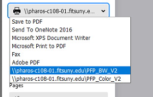 Pay-for-Print Printer Selection on a Windows Computer