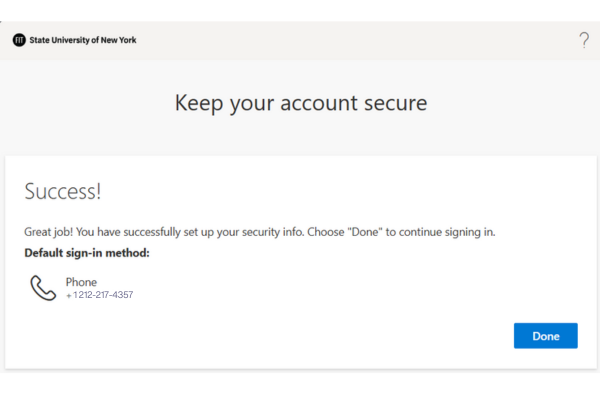 Microsoft Authenticator Success phone set up Microsoft Authenticator Success phone set up