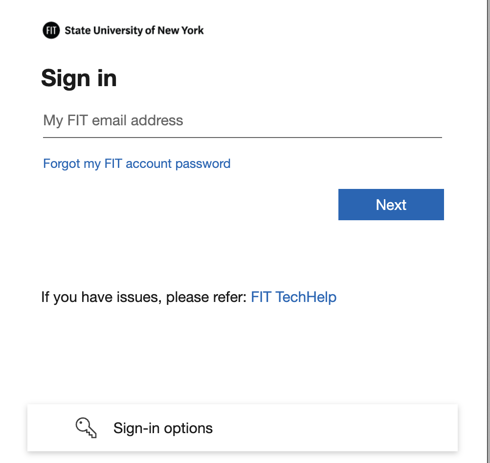 New MyFIT Sign in screen
